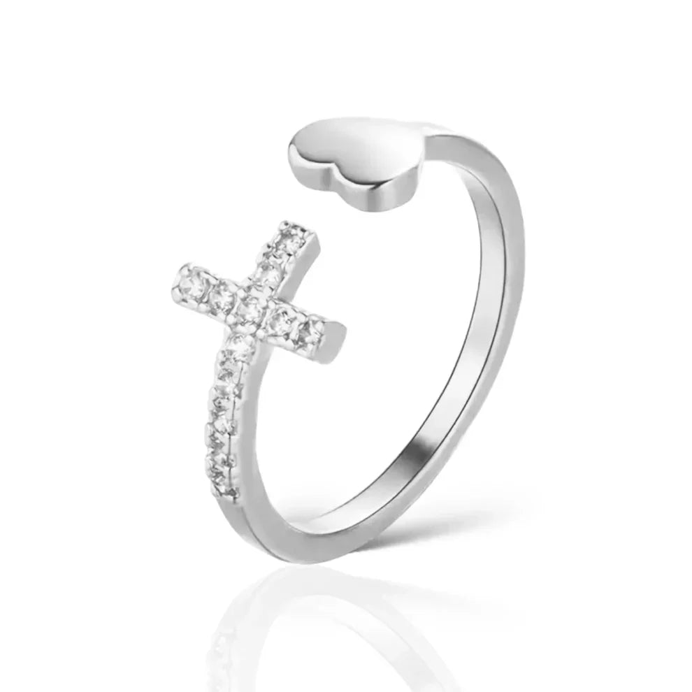 Heart and Cross Ring