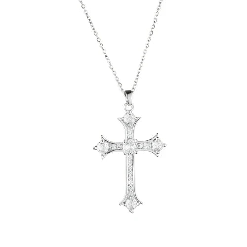 Shimmering silver cross necklace