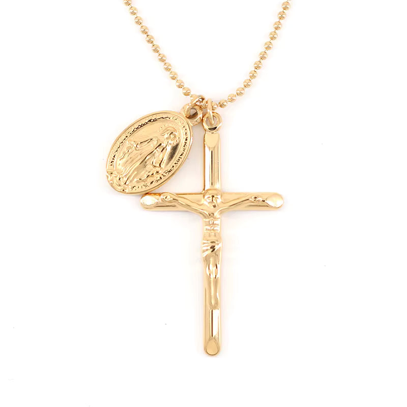 Elegant Gold Jesus Cross Necklace