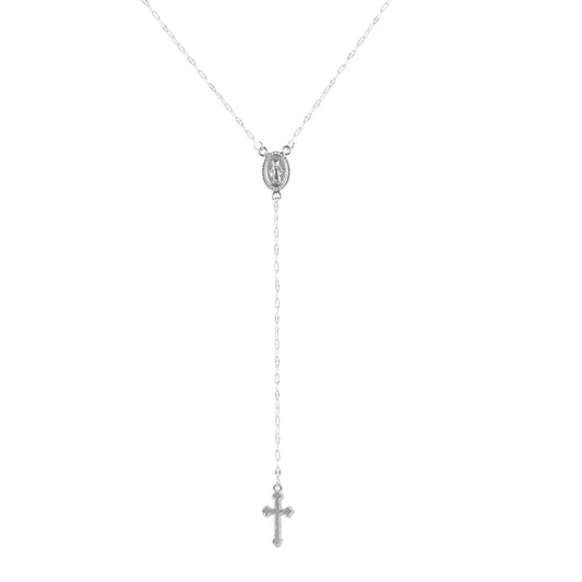 Elegant silver rosary necklace