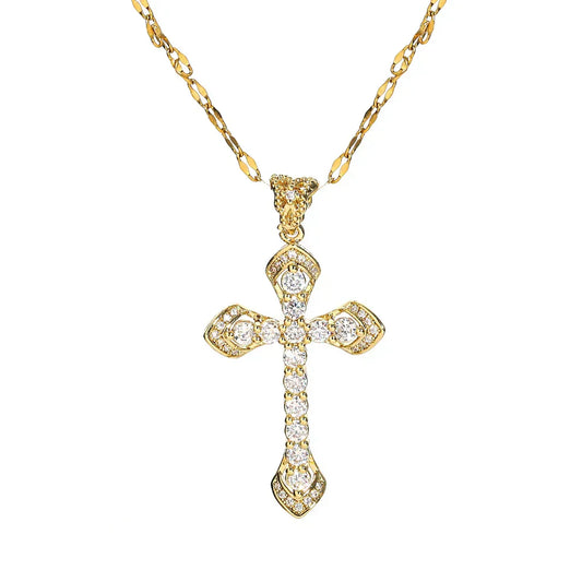 Shimmering Gold Cross Necklace