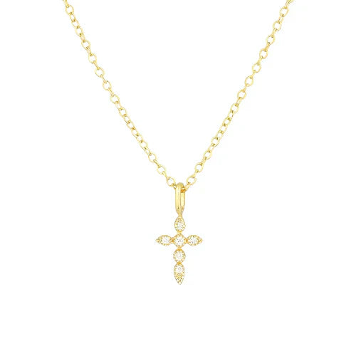 Small Shimmering Gold Cross Necklace