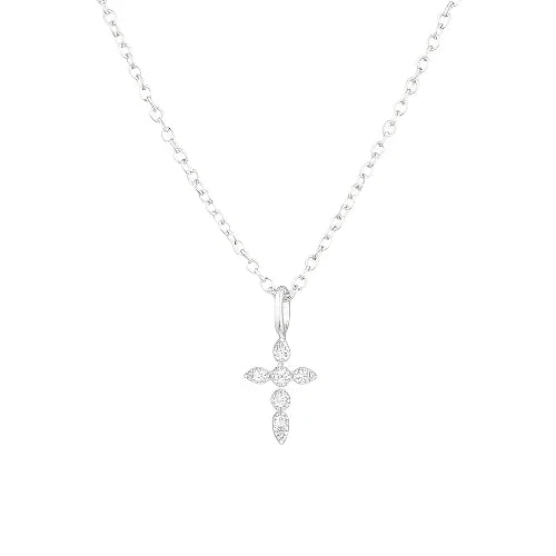 Small Shimmering Silver Cross Necklace
