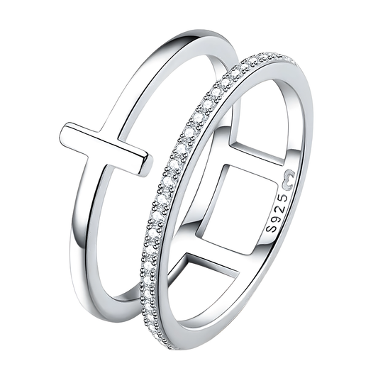Eleganter Silberner Doppel Ring