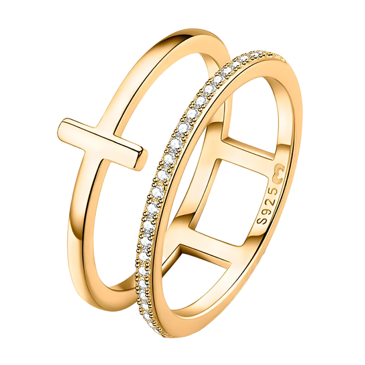 Eleganter Goldener Doppel Ring