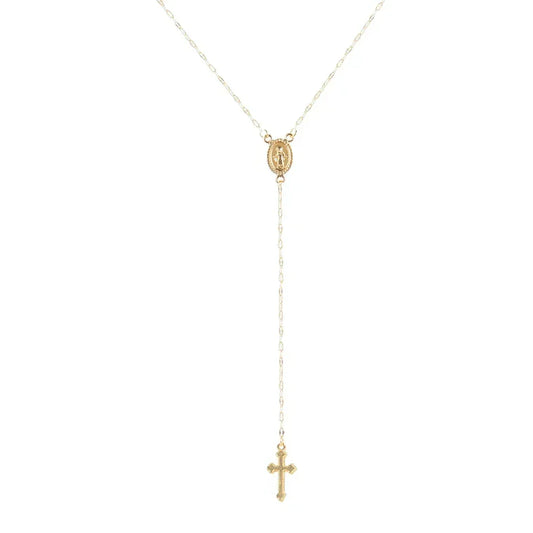 Elegant Gold Rosary Necklace