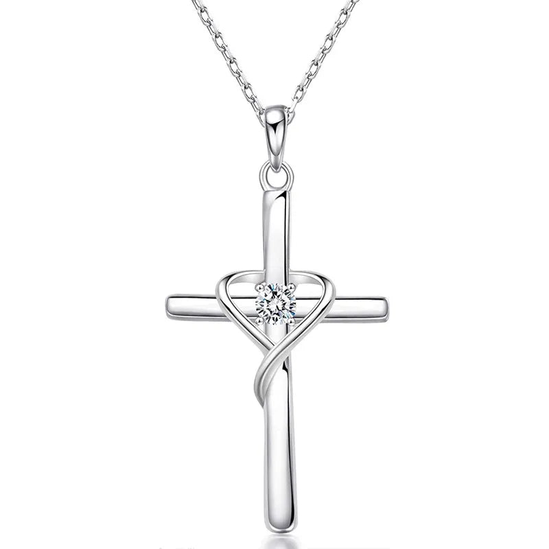 Elegant silver cross necklace