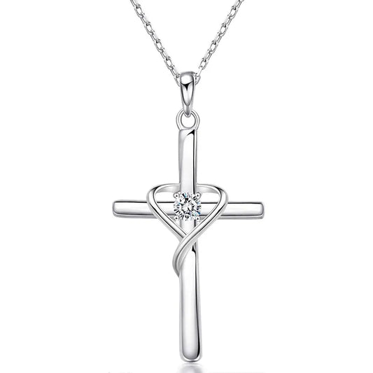 Elegant silver cross necklace